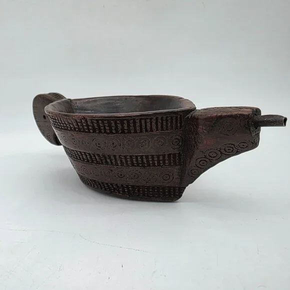 Antique Indian Hand Carved Mortar Wooden Designed Grinder Kharal Pot - Picture 4 of 9